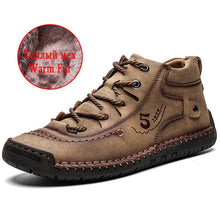 Load image into Gallery viewer, UEXIA Winter Men Ankle Boots Comfortable Thick Plush Warm Men Snow Boots Split Leather Autumn Outdoor Man Motorcycle Footwear