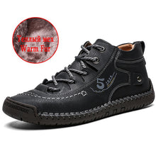 Load image into Gallery viewer, UEXIA Winter Men Ankle Boots Comfortable Thick Plush Warm Men Snow Boots Split Leather Autumn Outdoor Man Motorcycle Footwear