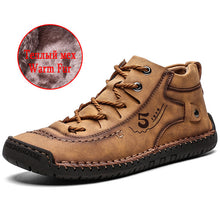 Load image into Gallery viewer, UEXIA Winter Men Ankle Boots Comfortable Thick Plush Warm Men Snow Boots Split Leather Autumn Outdoor Man Motorcycle Footwear