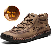 Load image into Gallery viewer, UEXIA Winter Men Ankle Boots Comfortable Thick Plush Warm Men Snow Boots Split Leather Autumn Outdoor Man Motorcycle Footwear